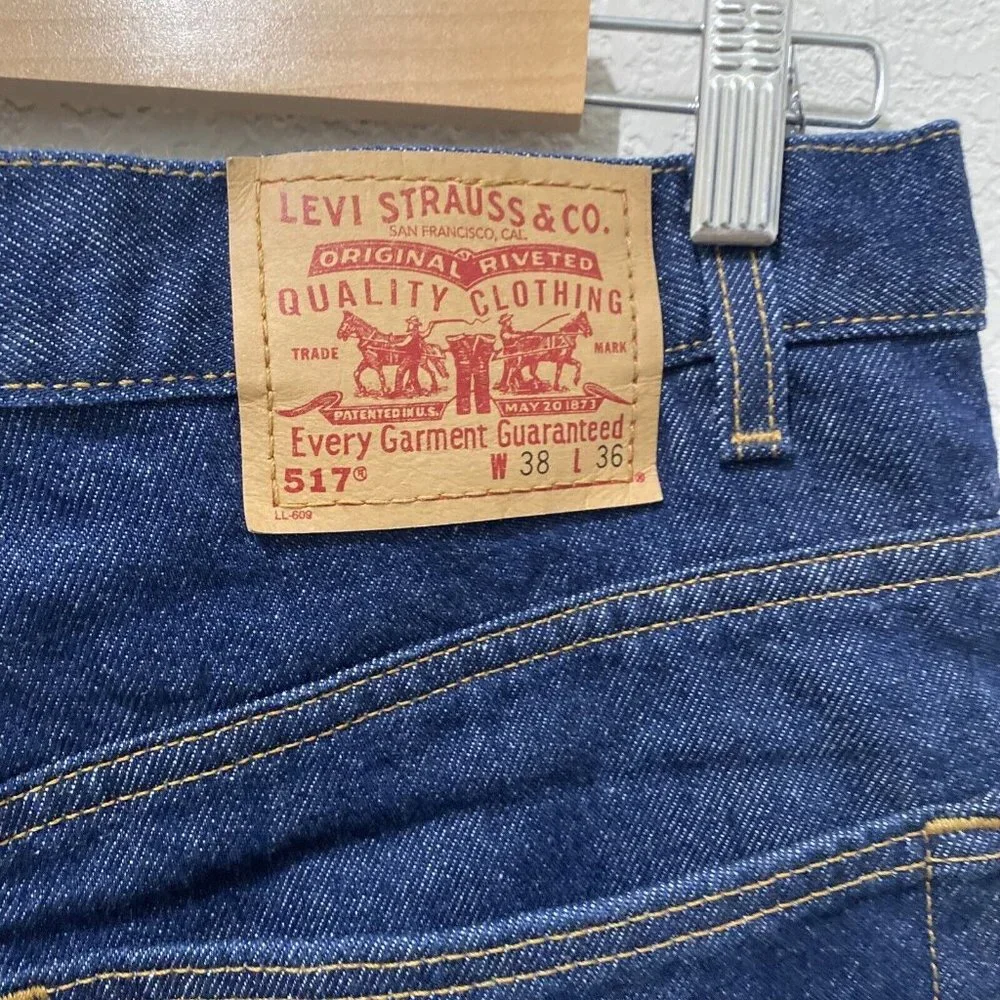 Levi's 517 Blue Jeans Dark Wash Size 38 x 36 Blue Made in USA Boot Cut Vintage
